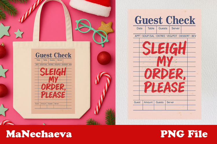 Funny Christmas Guest Check Clipart | Sleigh My Order