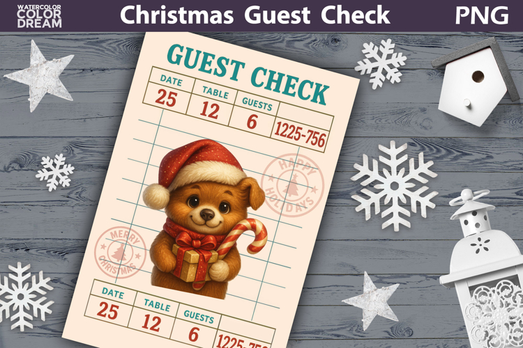 Christmas Guest Check | Junk Journal Printable
