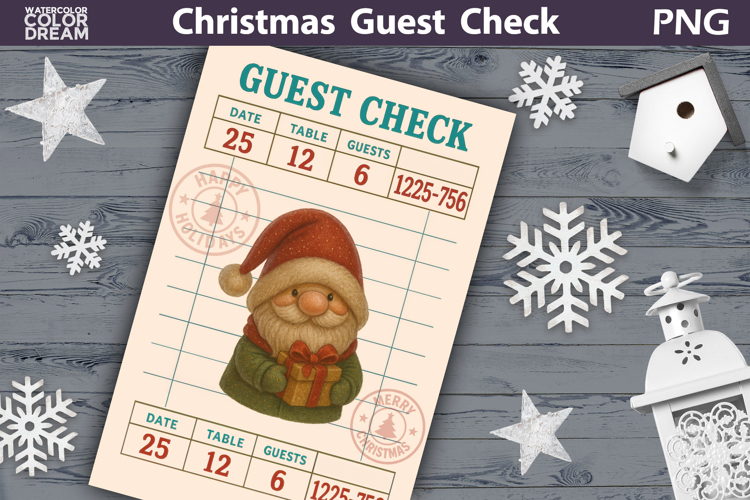 Christmas Guest Check | Junk Journal Printable