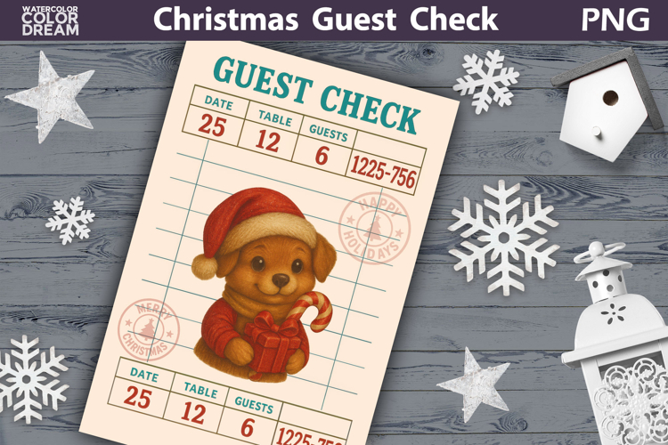Christmas Guest Check | Junk Journal Printable