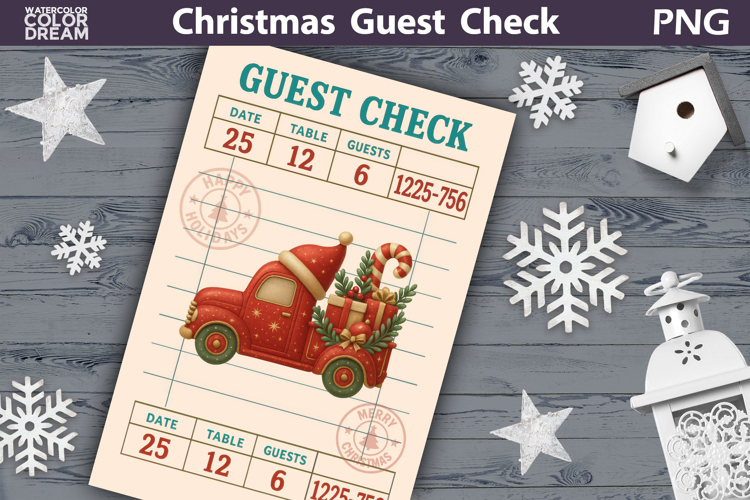 Christmas Guest Check | Junk Journal Printable