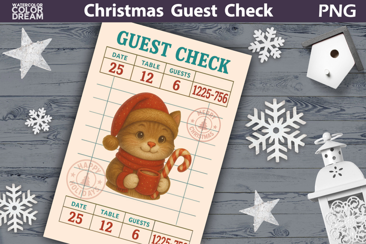 Christmas Guest Check | Junk Journal Printable