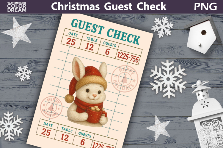 Christmas Guest Check | Junk Journal Printable