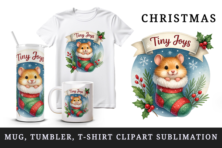 Christmas hamster tumbler, mug wrap, clipart sublimation png