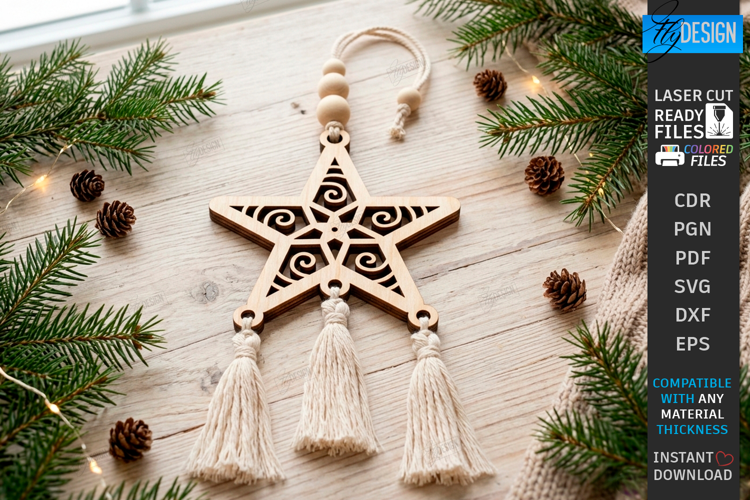 Christmas Hanger Decor Laser Cut | Boho Christmas Ornament