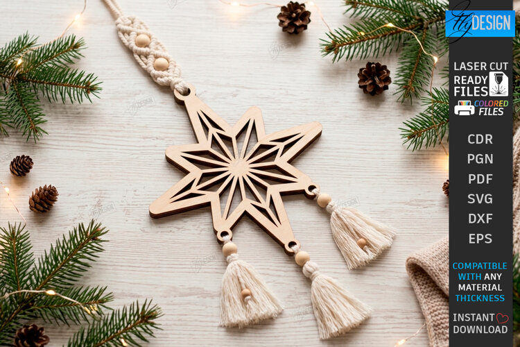 Christmas Hanger Decor Laser Cut | Boho Christmas Ornament example image 1