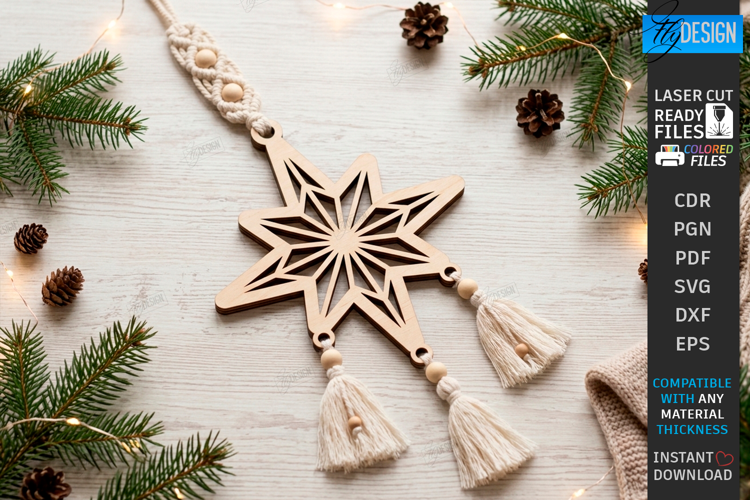 Christmas Hanger Decor Laser Cut | Boho Christmas Ornament