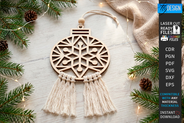 Christmas Hanger Decor Laser Cut | Boho Christmas Ornament