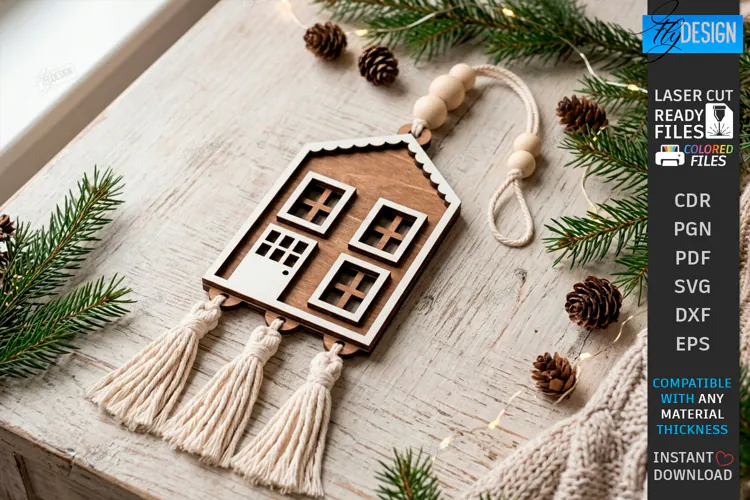 Christmas Hanger Decor Laser Cut | Boho Christmas Ornament