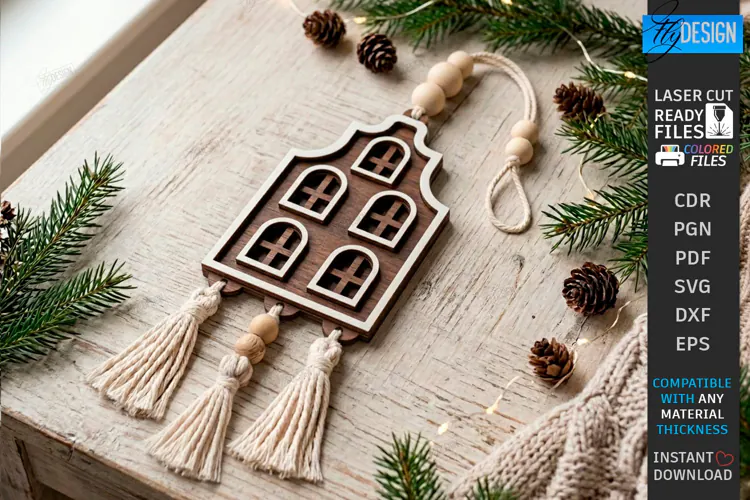 Christmas Hanger Decor Laser Cut | Boho Christmas Ornament