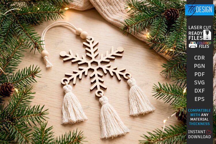 Christmas Hanger Decor Laser Cut | Boho Christmas Ornament example image 1