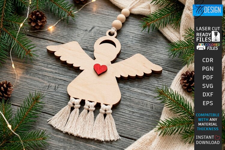 Christmas Hanger Decor Laser Cut | Boho Christmas Ornament example image 1