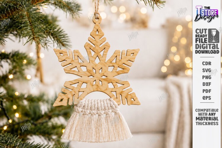 Christmas Hanger Decor Laser Cut | Boho Christmas Ornament example image 1