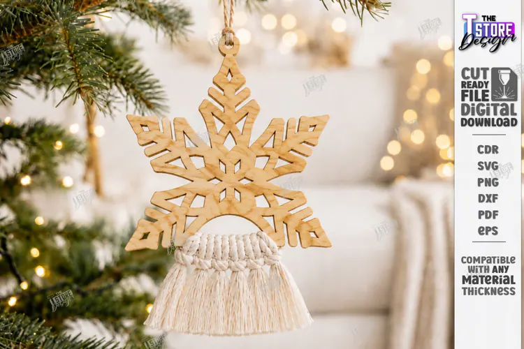 Christmas Hanger Decor Laser Cut | Boho Christmas Ornament