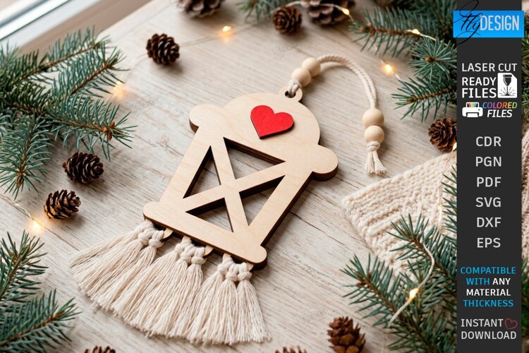 Christmas Hanger Decor Laser Cut | Boho Christmas Ornament example image 1