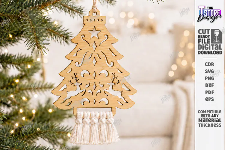 Christmas Hanger Decor Laser Cut | Boho Christmas Ornament