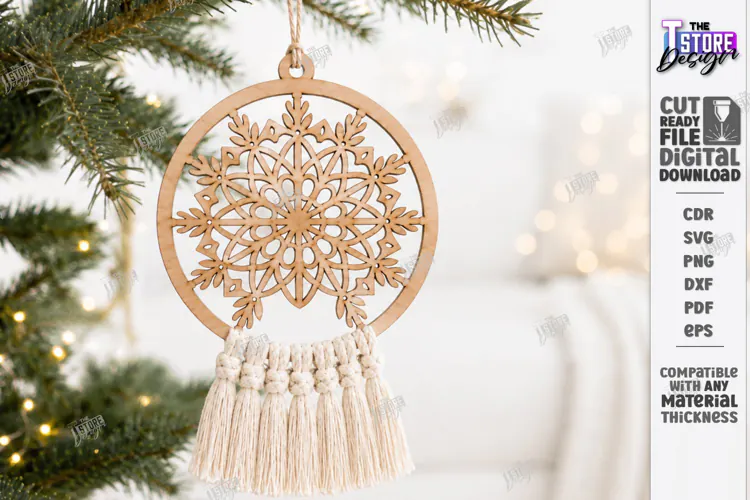 Christmas Hanger Decor Laser Cut | Boho Christmas Ornament