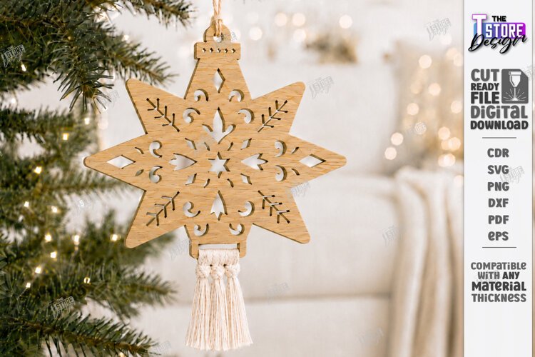 Christmas Hanger Decor Laser Cut | Boho Christmas Ornament example image 1