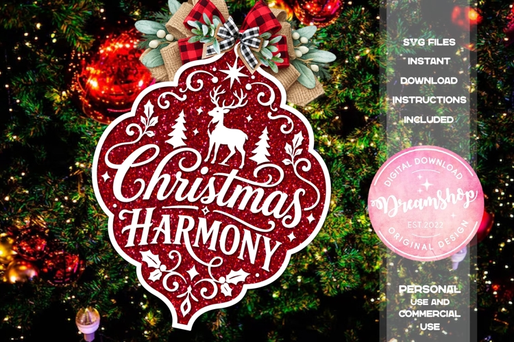 Christmas Harmony Deer Ornament SVG