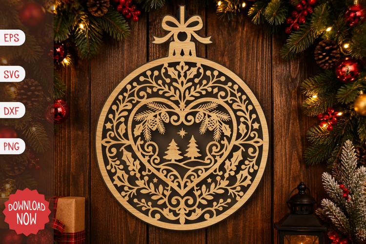 Christmas Heart Ornament SVG