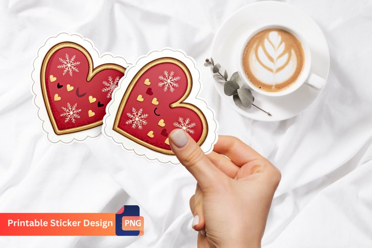 Christmas Hearts Sticker, Heart Decals, Festive Love Sticker