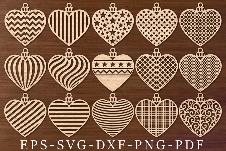 Christmas Hearts SVG, Christmas Decorations Cut Files example image 1