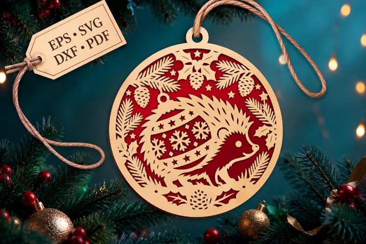Christmas Hedgehog Laser Cut SVG