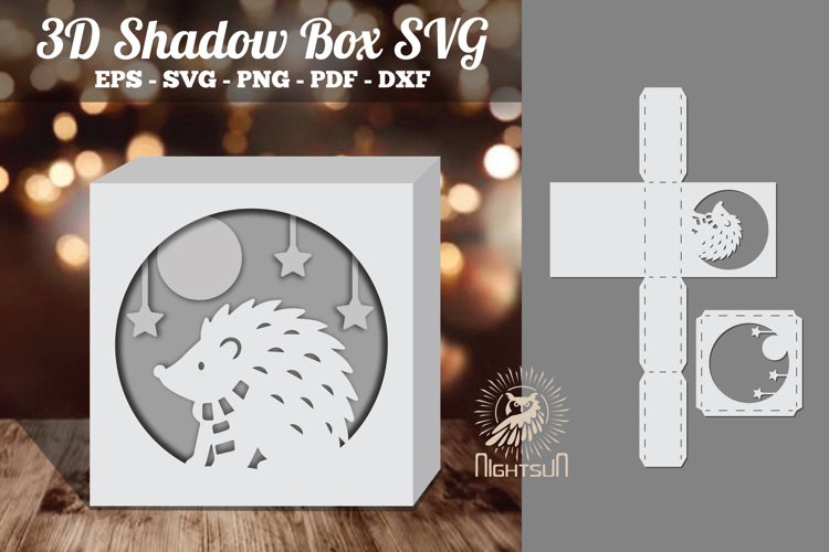 Christmas Hedgehog Papercut Shadow Box