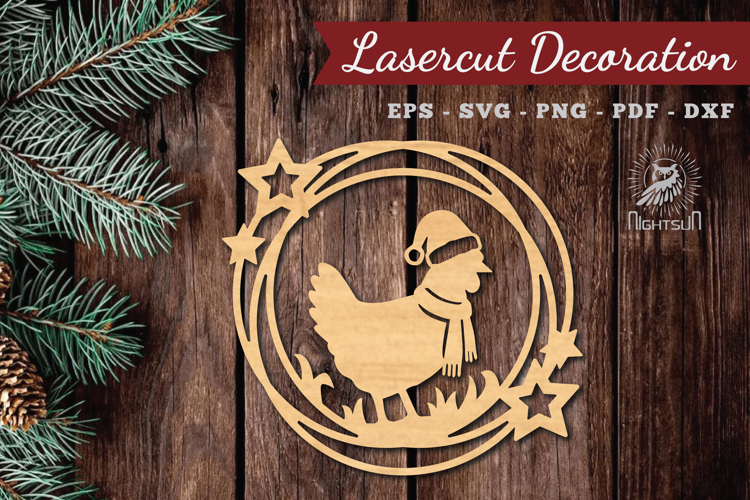 Christmas Hen Lasercut Round SVG