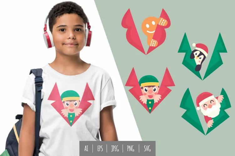 Christmas Character Hiding in Clothes for Sublimation