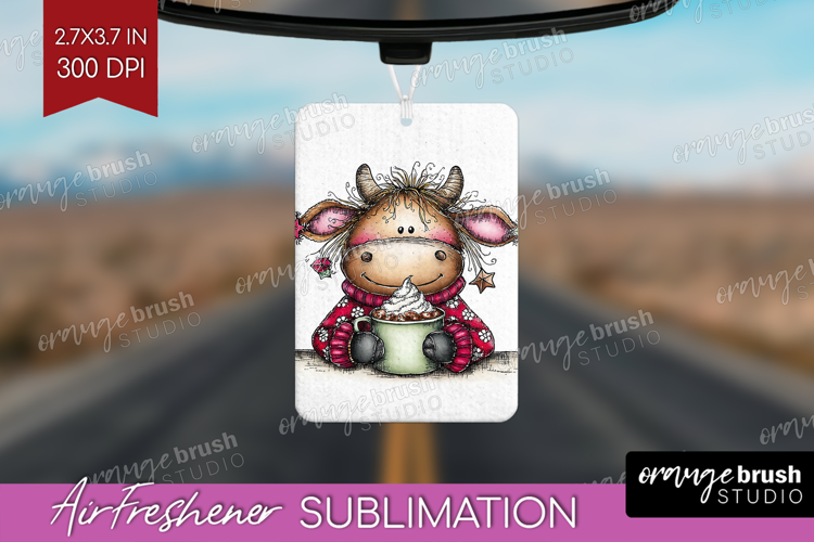 Highland Cow Air Freshener PNG - Whimsical Christmas PNG