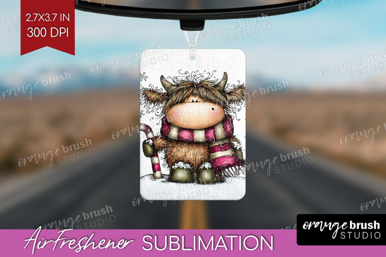 Highland Cow Air Freshener PNG - Whimsical Christmas PNG