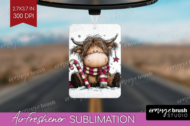 Highland Cow Air Freshener PNG - Whimsical Christmas PNG