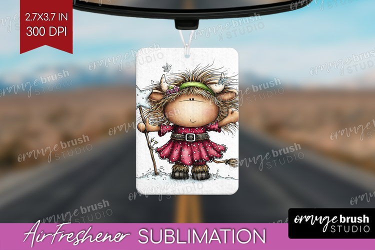 Highland Cow Air Freshener PNG - Whimsical Christmas PNG