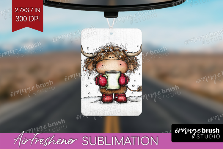 Highland Cow Air Freshener PNG - Whimsical Christmas PNG
