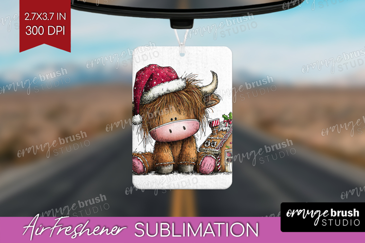 Highland Cow Air Freshener PNG - Whimsical Christmas PNG