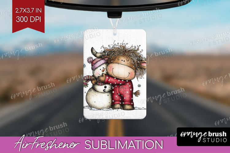 Highland Cow Air Freshener PNG - Whimsical Christmas PNG