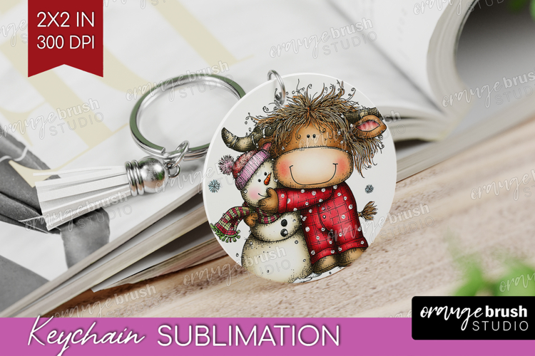 Highland Cow Keychain PNG - Whimsical Christmas Keychain