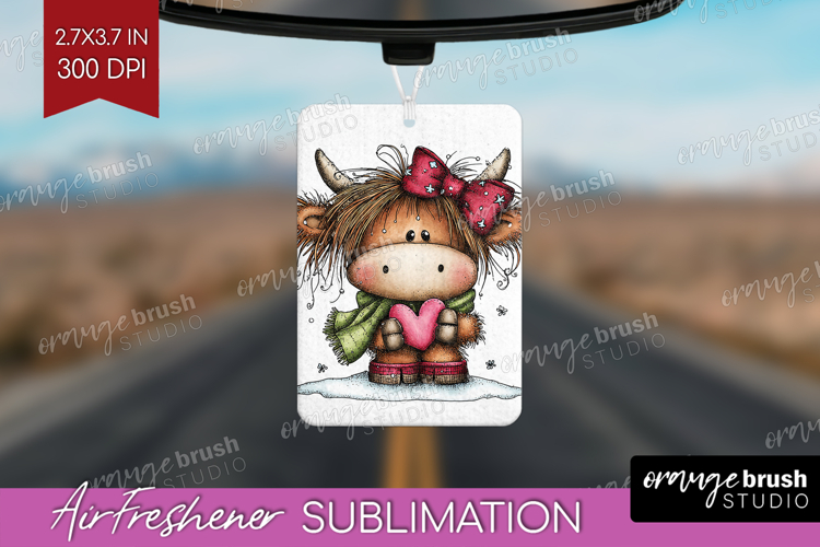Highland Cow Air Freshener PNG - Whimsical Christmas PNG
