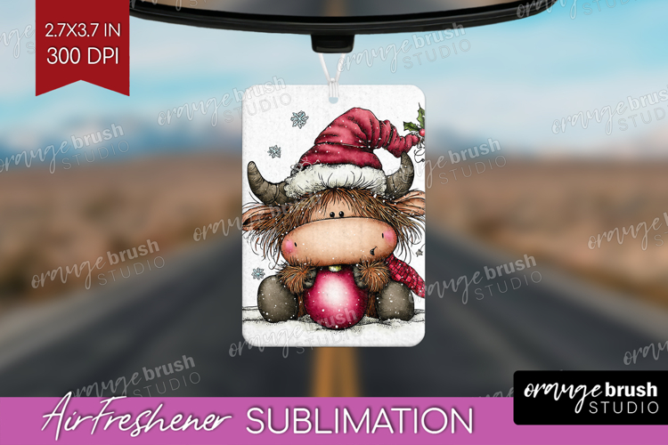 Highland Cow Air Freshener PNG - Whimsical Christmas PNG