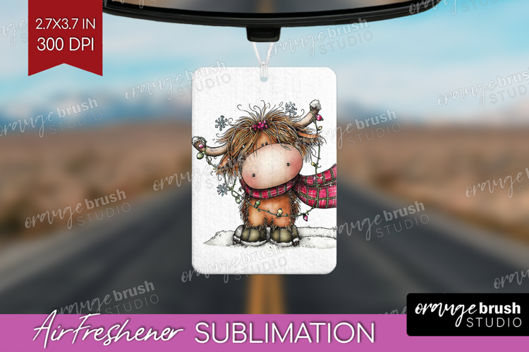 Highland Cow Air Freshener PNG - Whimsical Christmas PNG