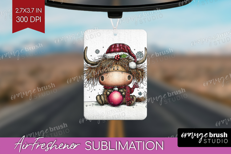 Highland Cow Air Freshener PNG - Whimsical Christmas PNG