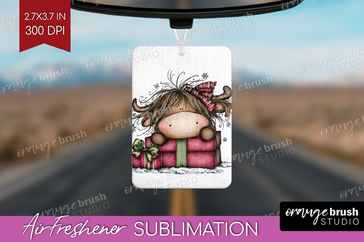 Highland Cow Air Freshener PNG - Whimsical Christmas PNG