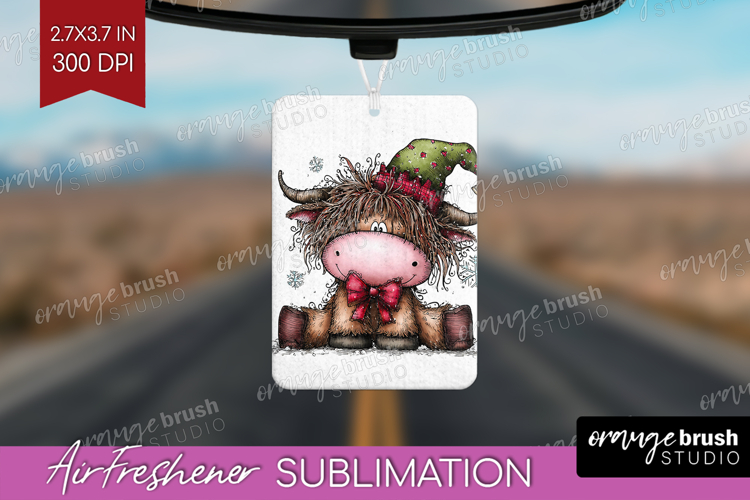 Highland Cow Air Freshener PNG - Whimsical Christmas PNG