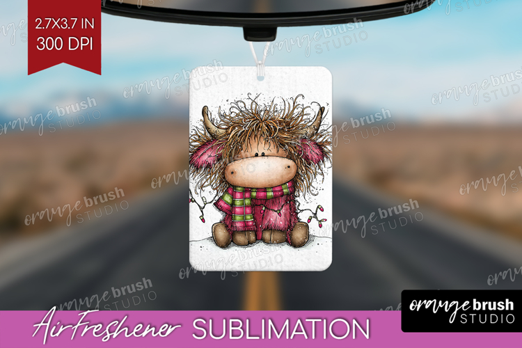 Highland Cow Air Freshener PNG - Whimsical Christmas PNG