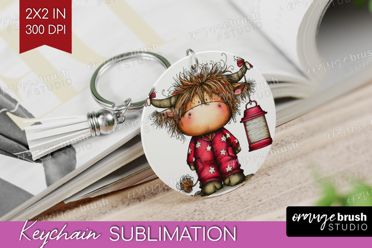 Highland Cow Keychain PNG - Whimsical Christmas Keychain