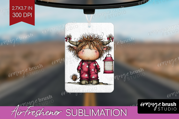Highland Cow Air Freshener PNG - Whimsical Christmas PNG
