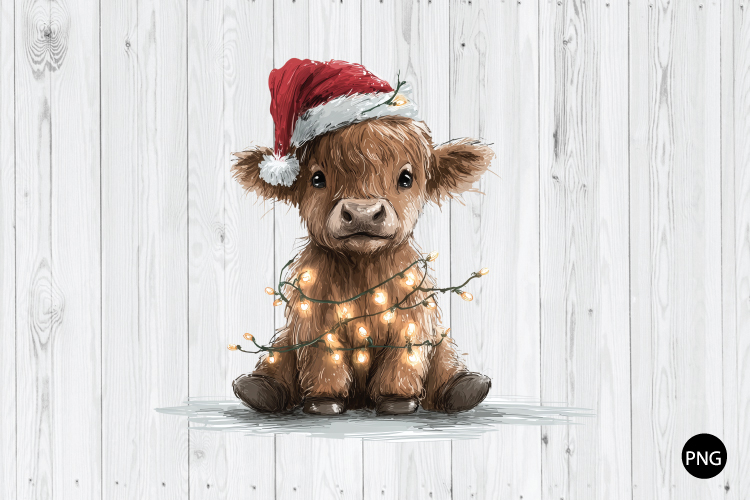 Christmas Highland Cow PNG, Highland Cow PNG, Cow PNG