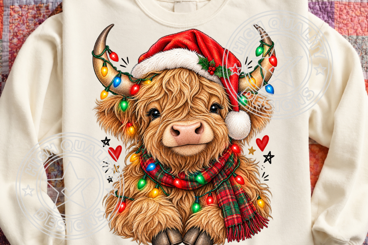 Trending Christmas PNG, Christmas Highland Cow PNG