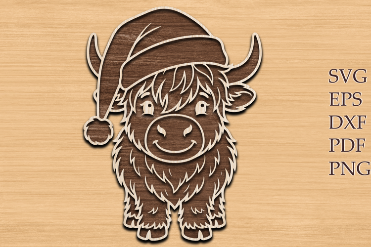 Christmas Highland Cow SVG File